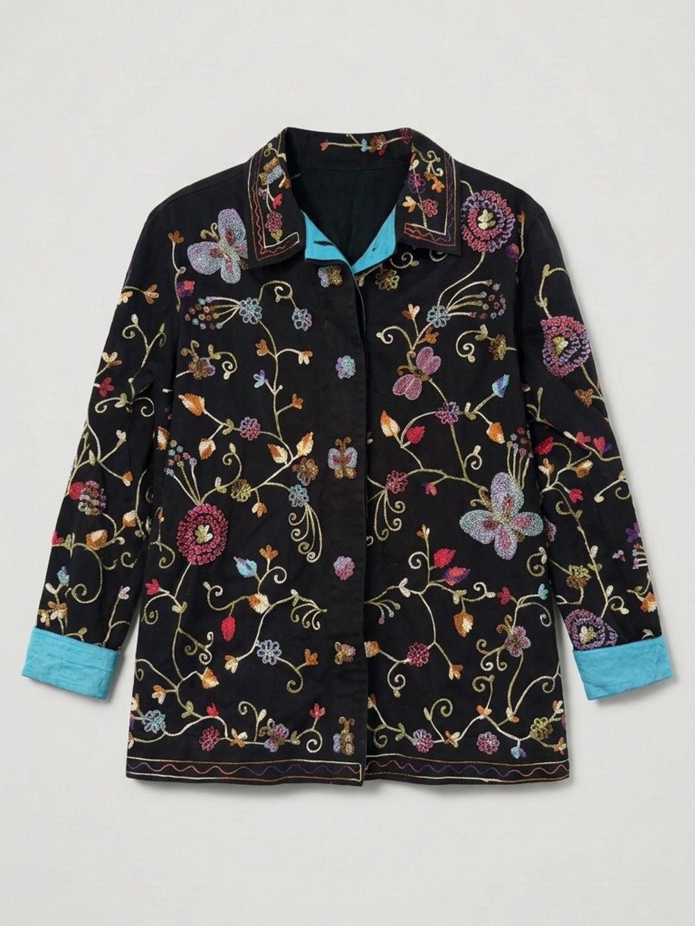 Embroidered Black Floral Jacket